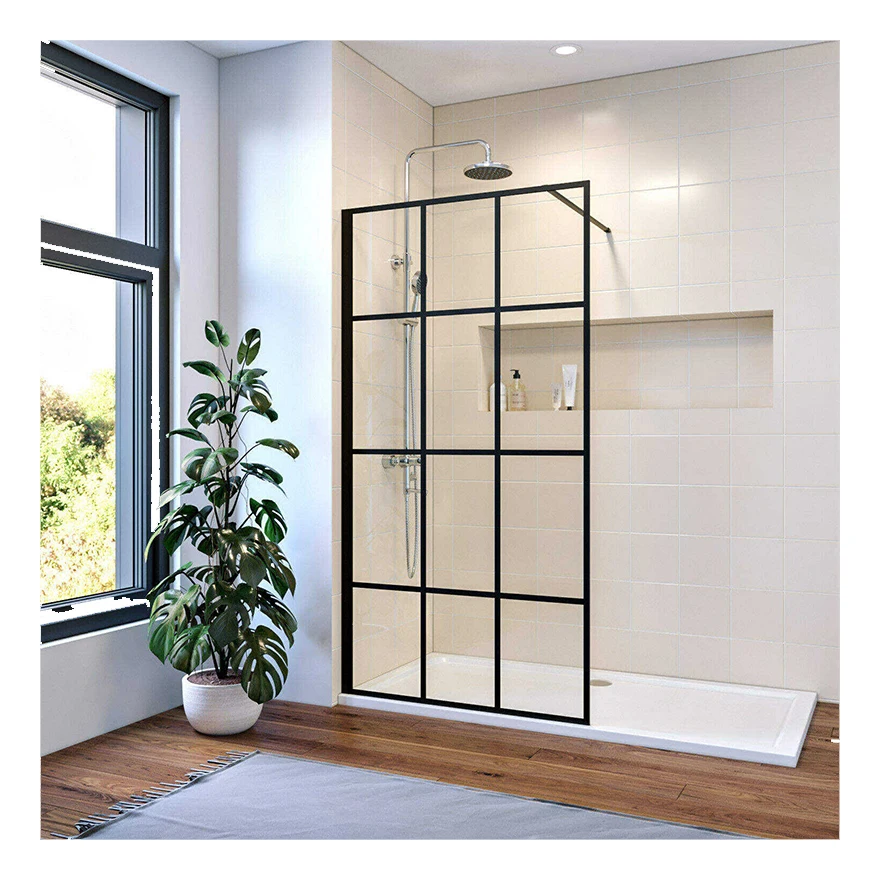 Одиночная Фиксированная панель для ванной комнаты с шелковым принтом из закаленного стекла