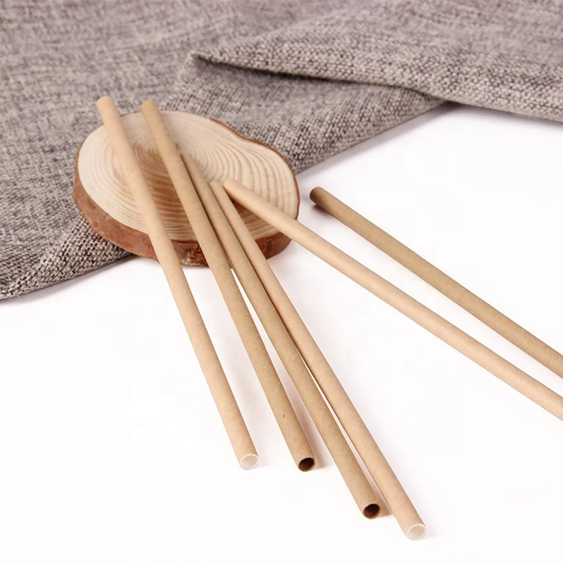 Free Samples Biodegradable Disposable 197x6mm Paper Straw Decorations Striped Cocktail Drinking Straw