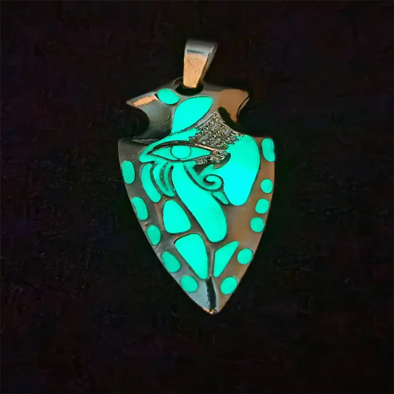 Popular Party Accessory Glowing Viking Triangle Shield Halloween Necklace Colorful Eye of Horus Pendant Necklace to My Son