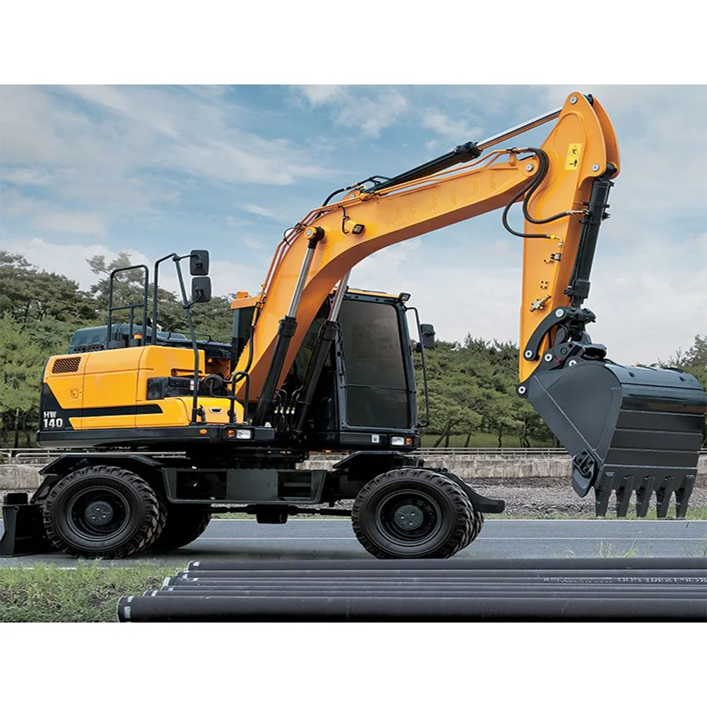 Advanced Hydraulic Excavator Wheeled HW140 Small Excavator Tyres 14ton Digger Earthmoving Machine for Sale