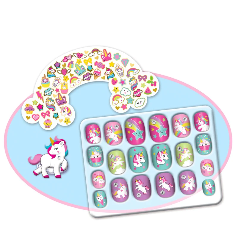 2023 Children makeup  Pretend Makeup for Girls DIY ring  kits Bling Bling press on  Nail