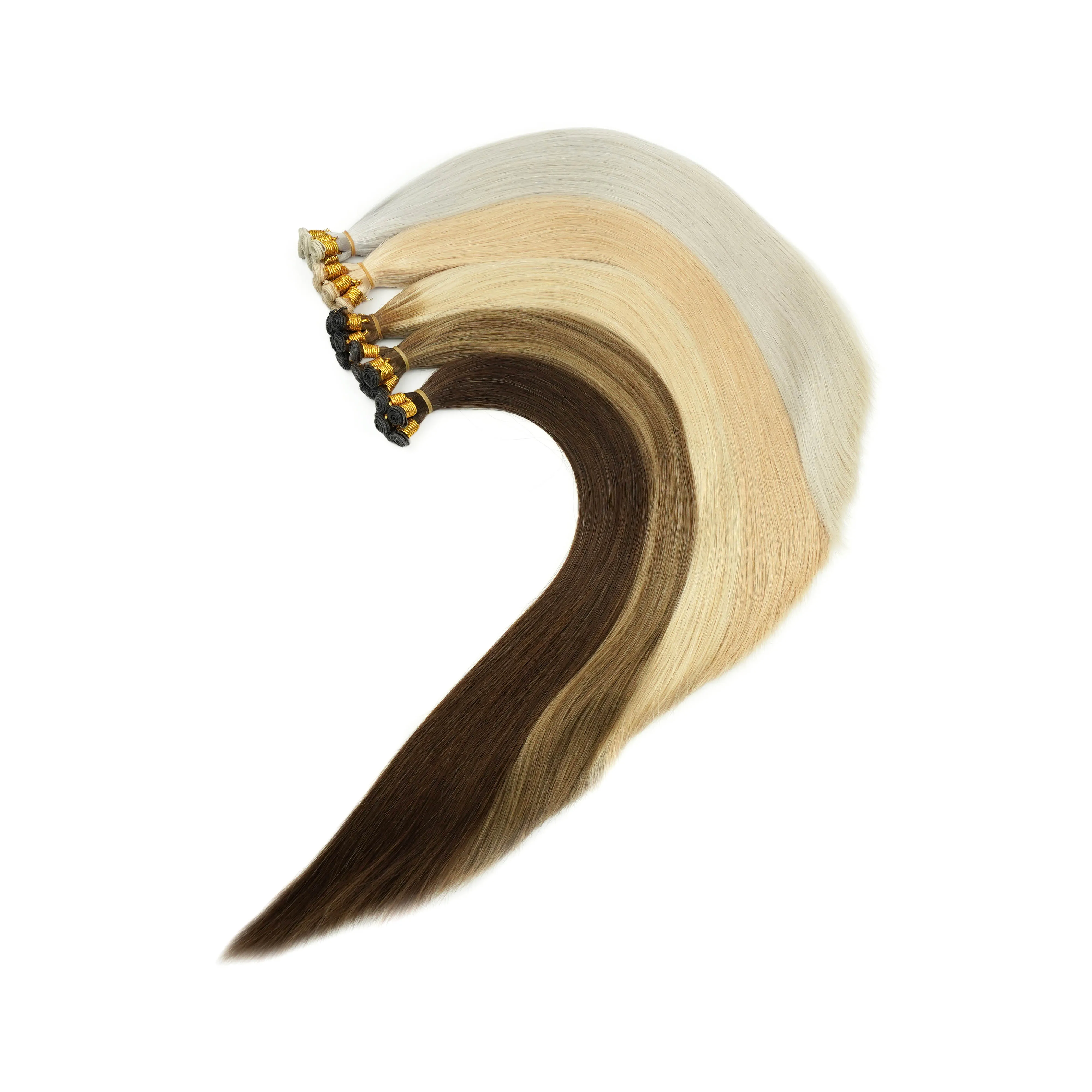 100% Remy Virgin Russian  Genius weft hair extension 12a grade Slavic hair stock hand tied weft 2.0