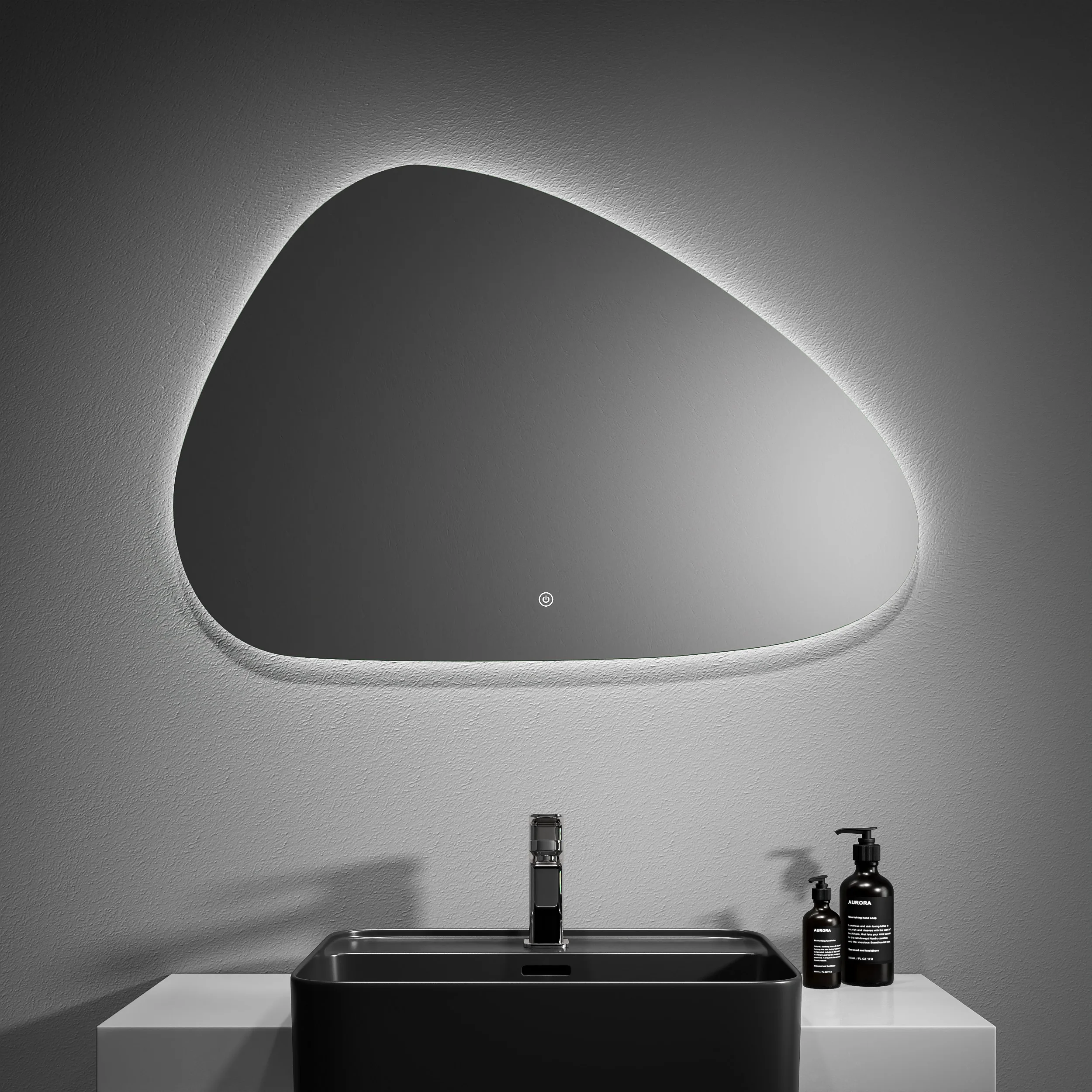 Stepless Dimmable Illuminated Frameless Hotel Backlit With Light Irregular Touch Bathroom Led Mirror Adjustable Led Mirror