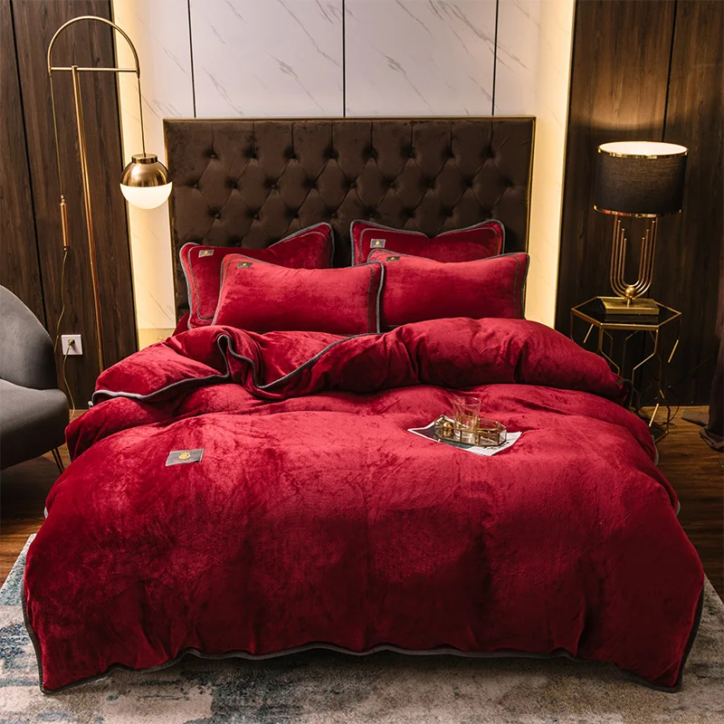 
Home-textiles Reactive Printed Non-Toxic HEATED Anti-pilling geometry fashion modern design flannel bedset bedding set 