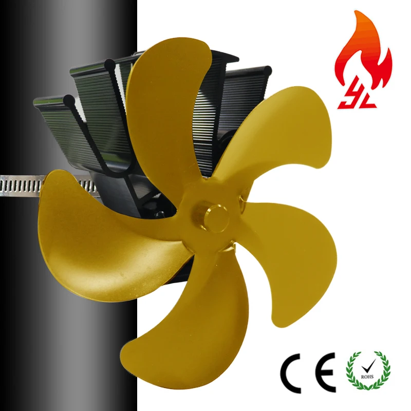5 Blades Stove Fan Heat Powered Fireplace Fan Hanging on Chimney Pipe,Hot sell on Amazon ebay wish pipe stove fan
