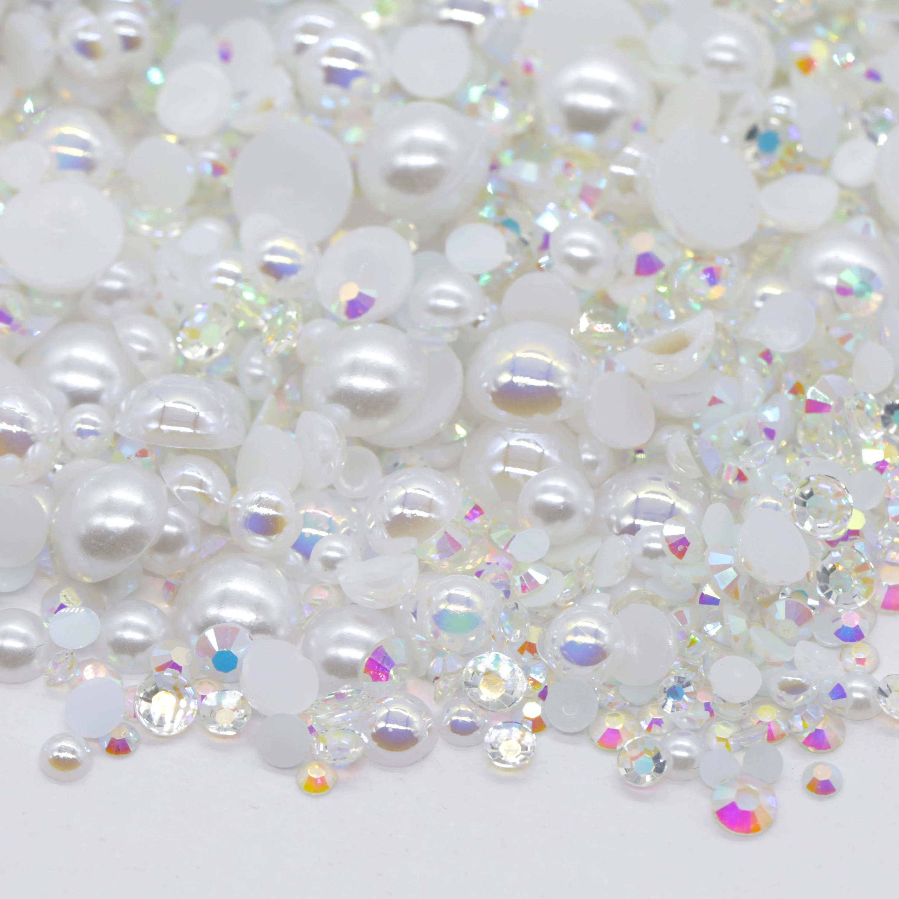 XULIN 30g/bag mix sizes 3mm-10mm flatback resin rhinestone pearls