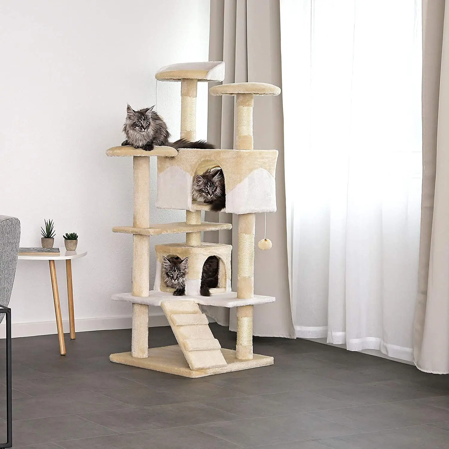 Milky white medium cat scratching board cat tree one four seasons universal cat must-have