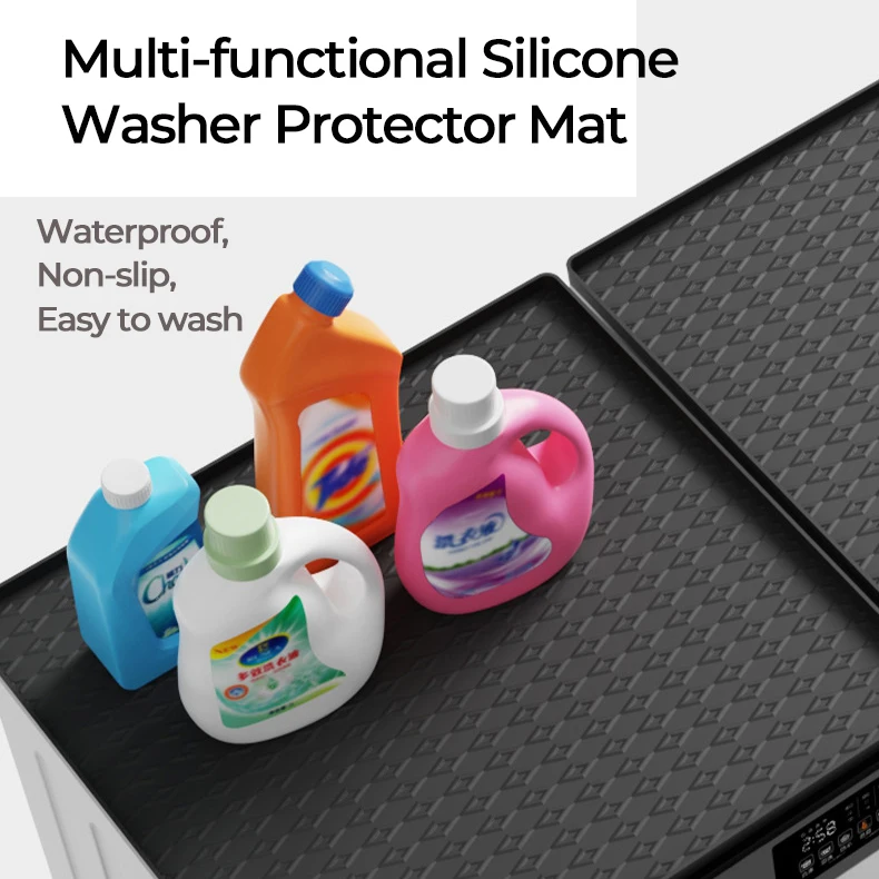 Anti-Slip Dust-Proof Waterproof Laundry Room Silicone Washing Machine Protector Mat Pad Washer and Dryer Top Covers