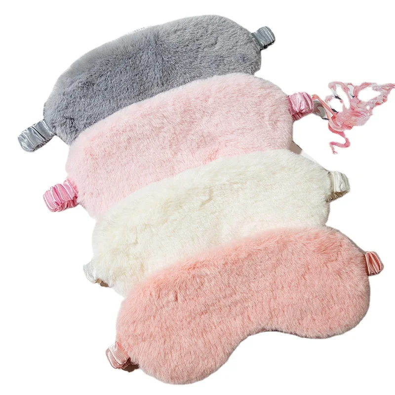 2023 New Design Soft Eye Mask Breathable Rabbit Hair Silk Eye Mask for Sleeping