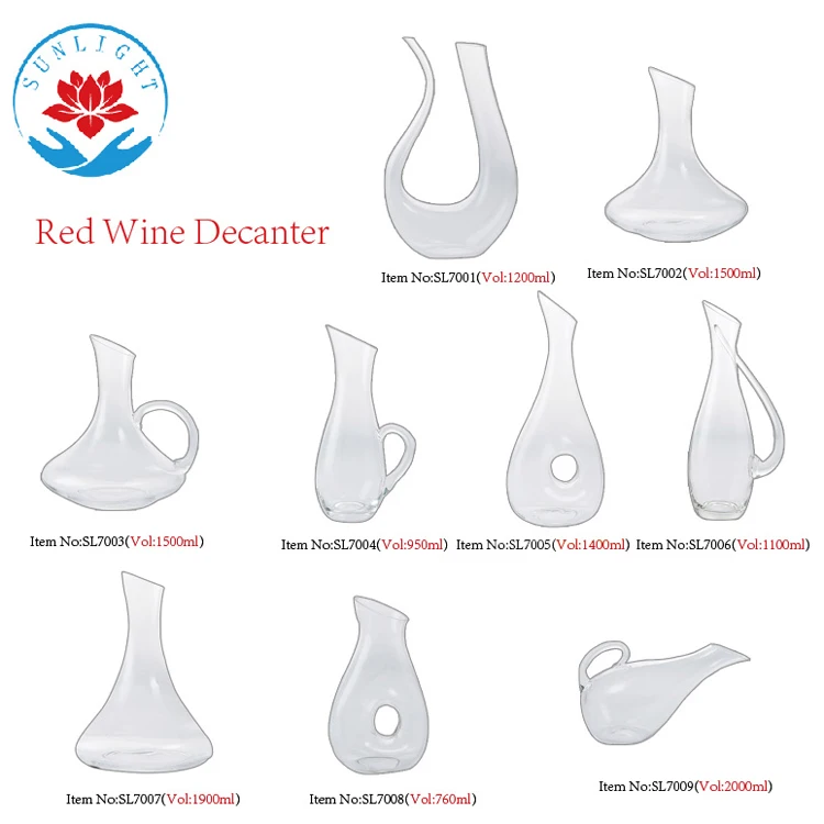 Factory Wholesale Many Models High Quality  Wine Decanter Glass,Hot Sale U Glass Decanter