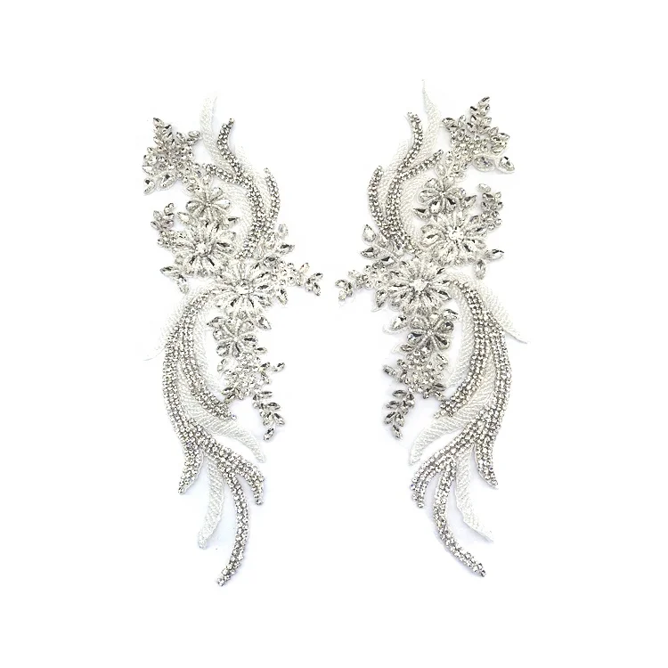 crystal glass rhinestone bridal appliques wedding accessories handmade bead rhinestone appliques