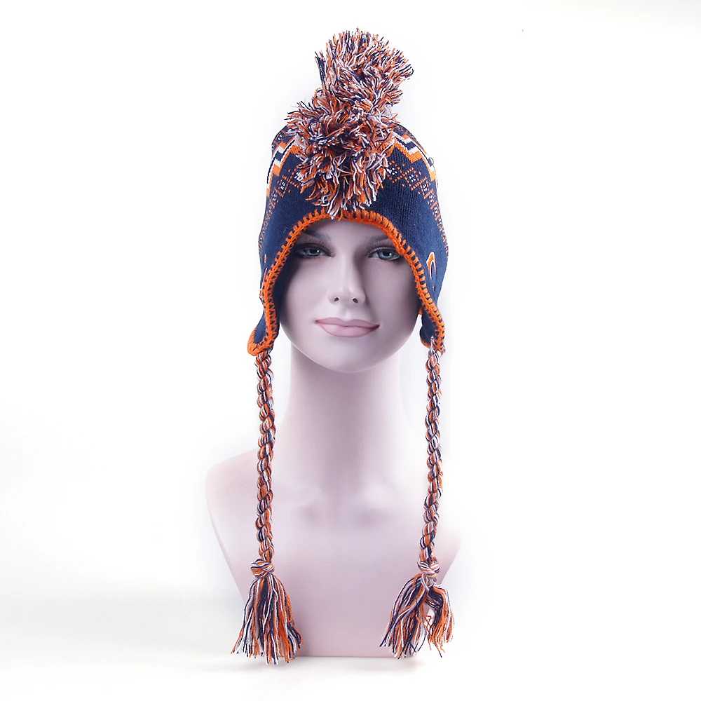 Cockscomb Jacquard Knitted Beanie Hat With Embroidered Logo