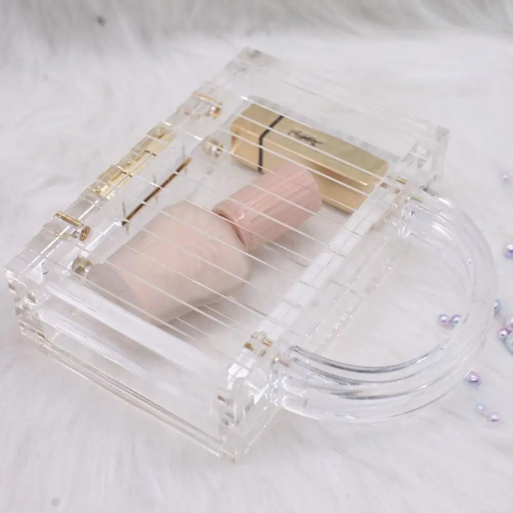 2020 Clear Crystal Clutch Bag Box Shape Acrylic Handbag Designer Brand New Hot Selling Women Square Box Evening purse