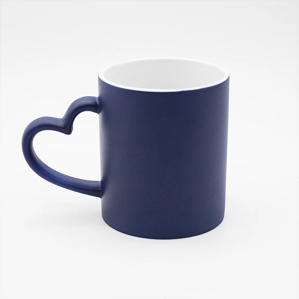 36 Packs MR.R 11oz Sublimation Blank Ceramic Mugs with Heart Handle Magic Mug Matte Surface Drinking Mug