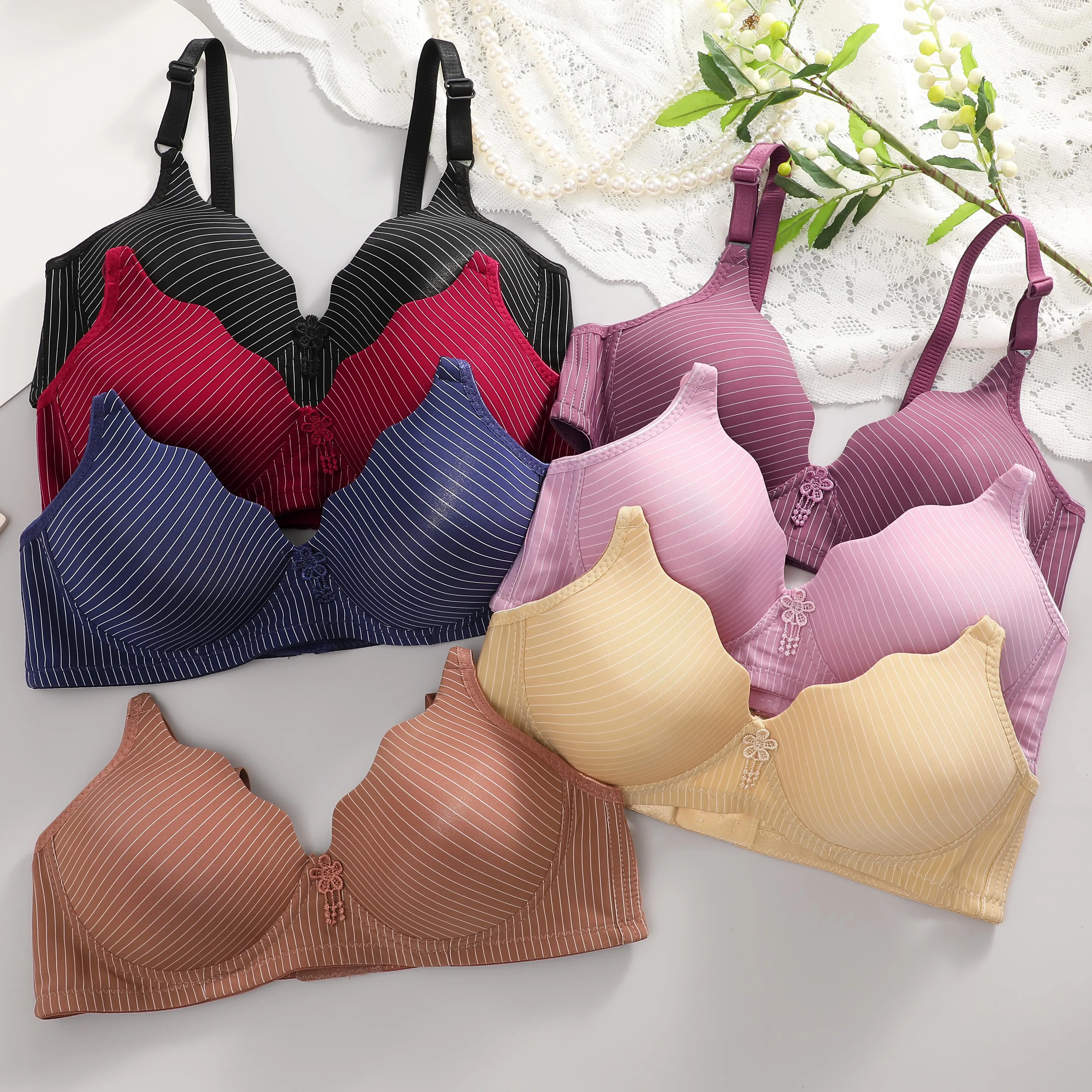 FINETOO 2024 Large Size Women Seamless Bra Girls Gather Push-up Lingeries Ladies Back Button Bras Female Comfortable Underwear