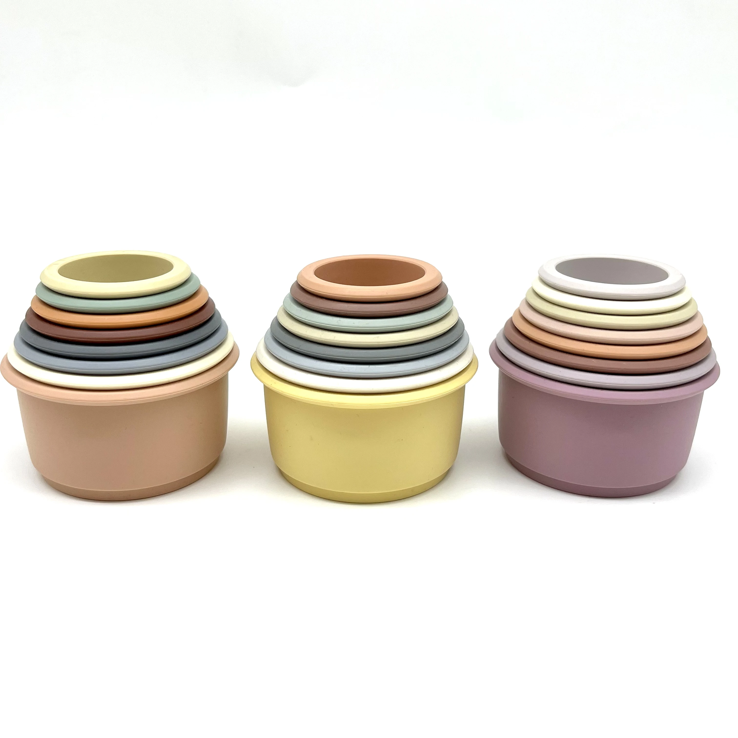 New CPC Approval Silicone Stacking Tower Cups, Petal Flexible Silicone Stackable Cups,BPA FREE Colorful Silicone Stack Toys