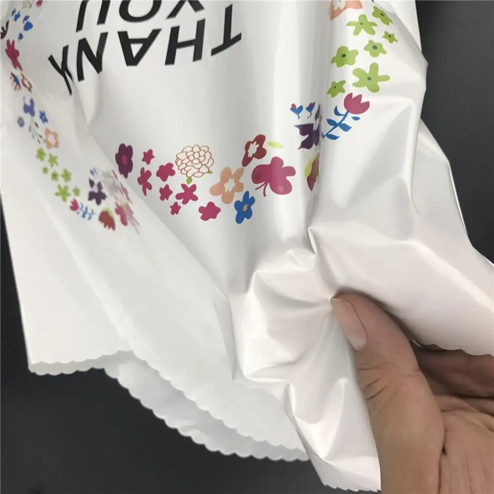 
12x16 Die-Cut Handle Plastic Thank You Floral Merchandise Shopping Bags 