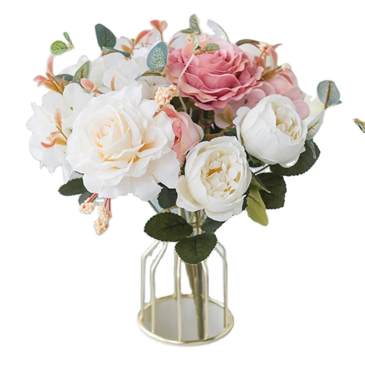 Creative garden tools Cheap Fake Flowers for Home Wedding Decoration indoor Artificial Flowers Bouquet