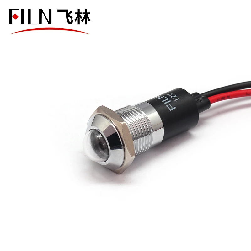 CE 14mm Panel Mount Metal plastic Red 24v 6v 110v indicator light 12V Led Pilot Lamp With 20cm Cable