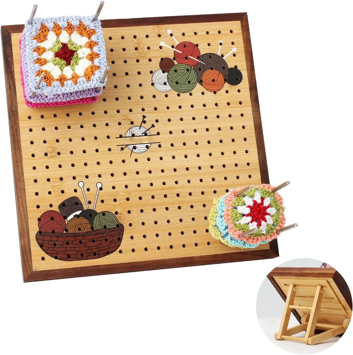 Crochet Blocking Board -Crochet Gift for Granny Square Lovers-Bamboo Blocking Board for Knitting Crochet