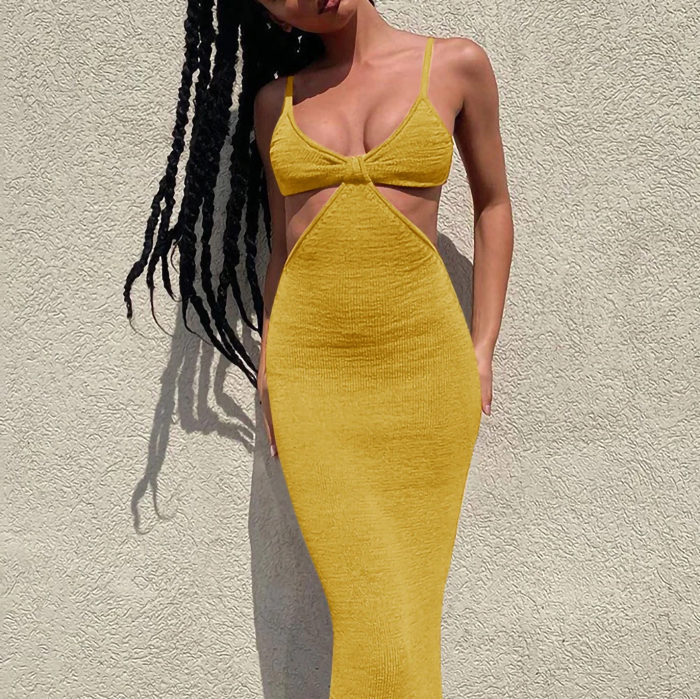 Wholesale CUSTOM Hollowed Out Backless Spring Summer Sexy Elegant Women Long Dress