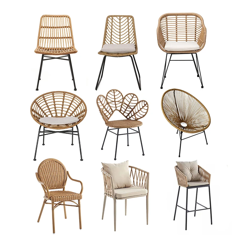 Modern Style Flower Shape Design Wicker PE Rattan Coffee Flower Chair Garden Patio Outdoor Furniture