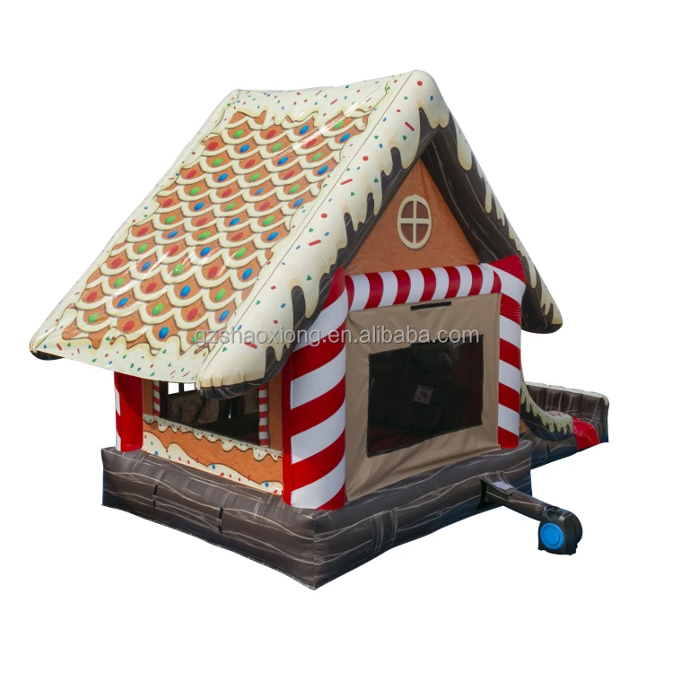 Kids Inflatable Christmas Jumping Bouncy Castle Bounce House Combo Gingerbread Bouncer Slide with Blower for Rent Party Events
