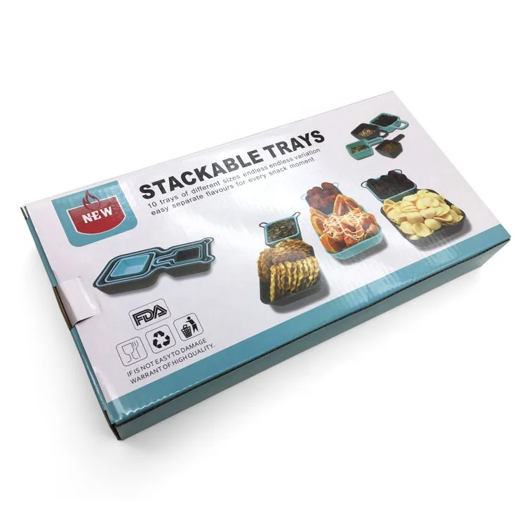 kingforce 10 pieces modular plastic food tray serving set outdoor cooking fast food trays