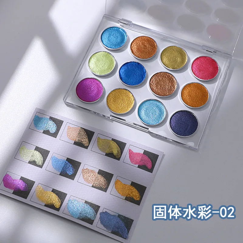 NEW high quality 12 IN 1 watercolor solid powder chrome nail Pigment Highlight grading Powder for nail art