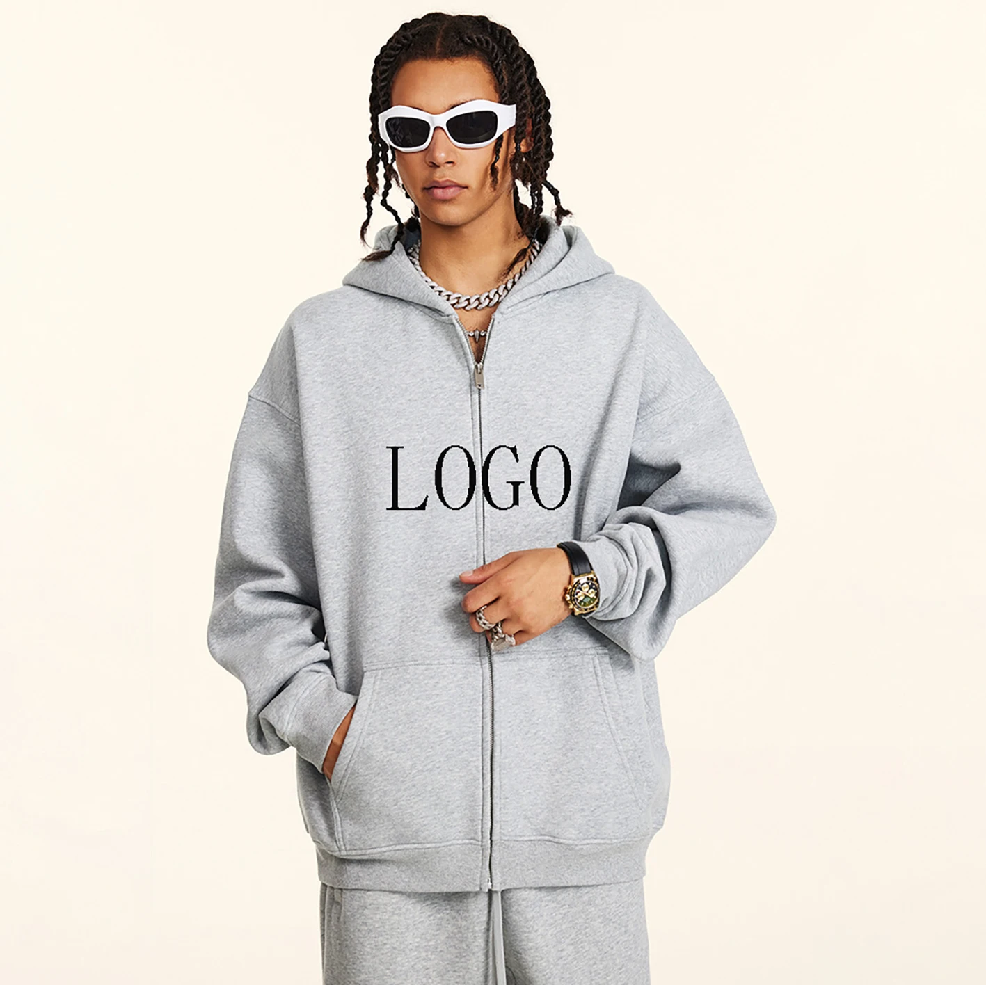 345gsm Zip Up Hoodie Jacket Custom Logo Hoodie Jacket With Zipper For Men Tech Fleece Hoodie
