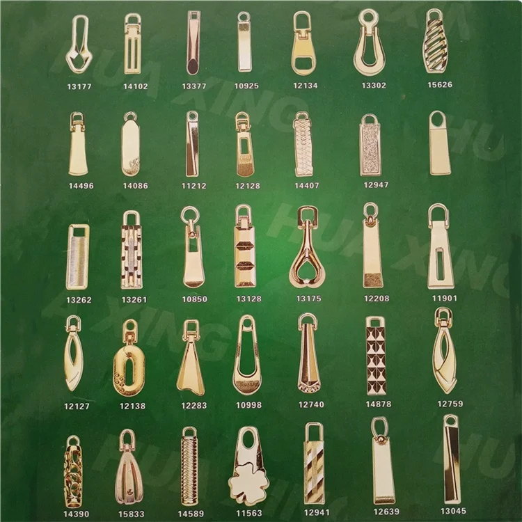 NO.3#5# Golden rectangle matte pattern metal zipper slider puller pendant pull parts for garment bags shoes