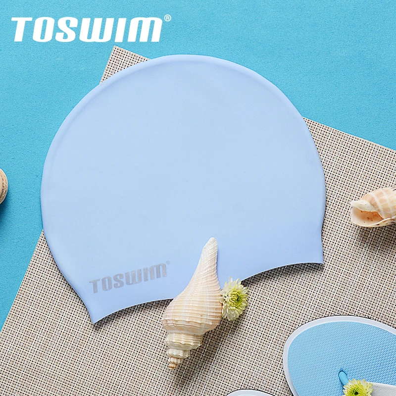 Factory Custom Design Silicone Swim Caps Women and Men OEM Swim Cap Widened Size Long Hair Pure Color Swimming Cap Small MOQ