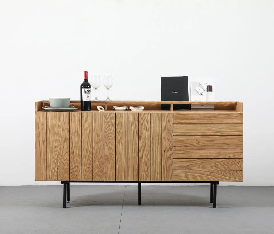 Popular Sale Nordic Home Furniture Cabinets Large Storage Wooden Kitchen Sideboard Buffet Table