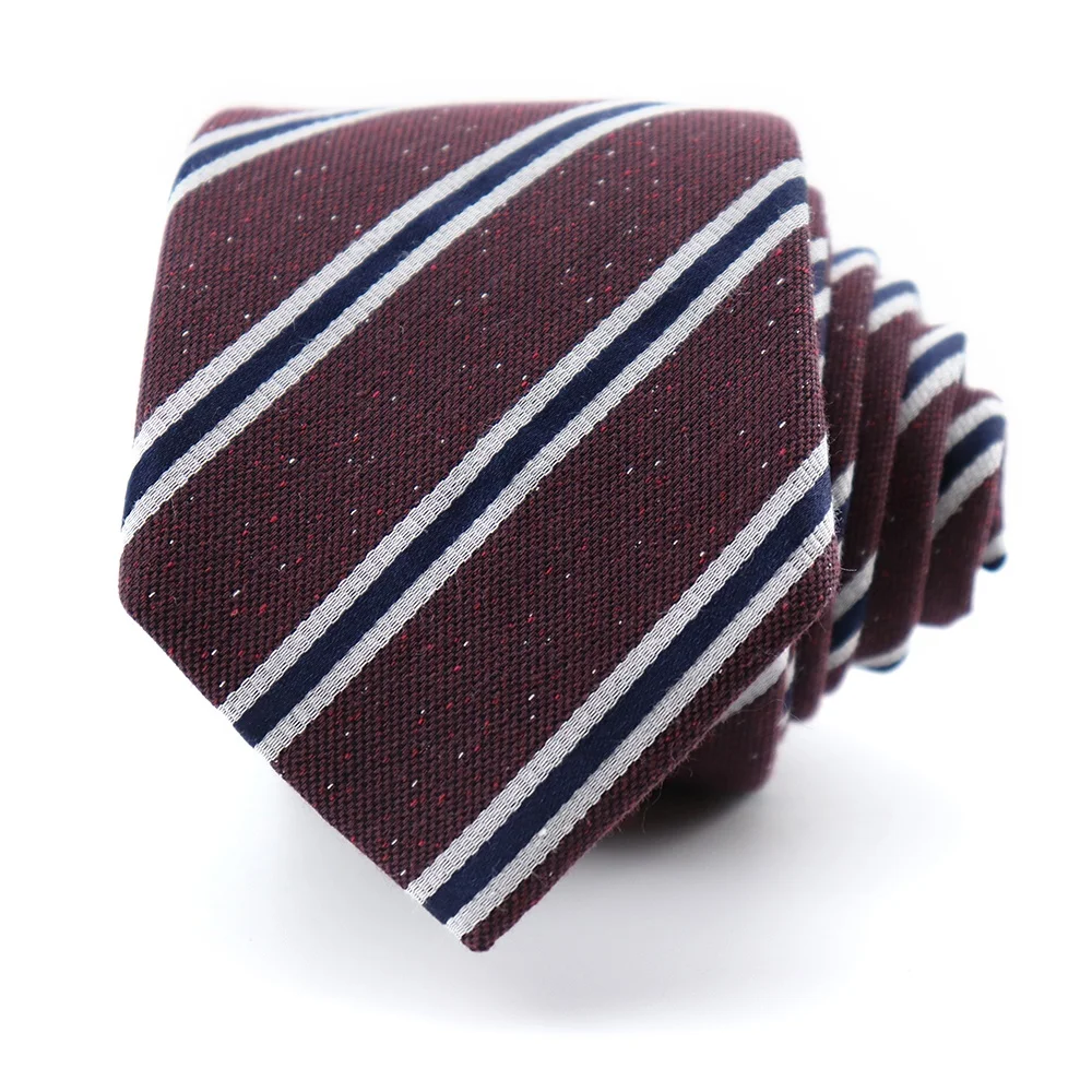 
 Прямая продажа с фабрики, индивидуальная шелковая хлопковая смесь, Бордовые Полосатые деловые мужские галстуки, оптовая продажа  