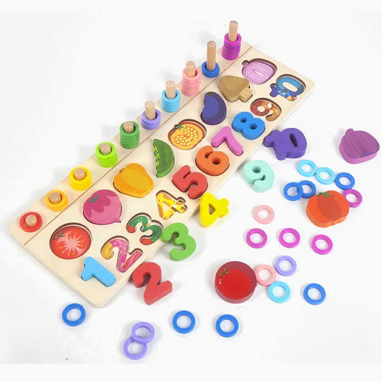 Деревянные блоки в форме пазла, цифровая деревянная доска для раннего развития, логарифмическая пластина, головоломки, игрушки, цифры, игрушки