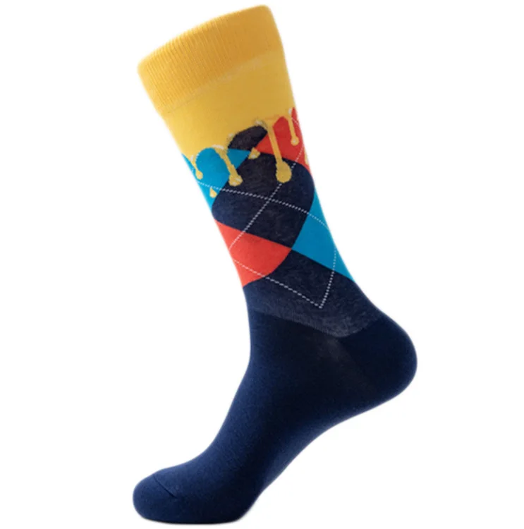 Ready To Ship Men 100% Cotton Fashionable Socks Argyle Business Socks