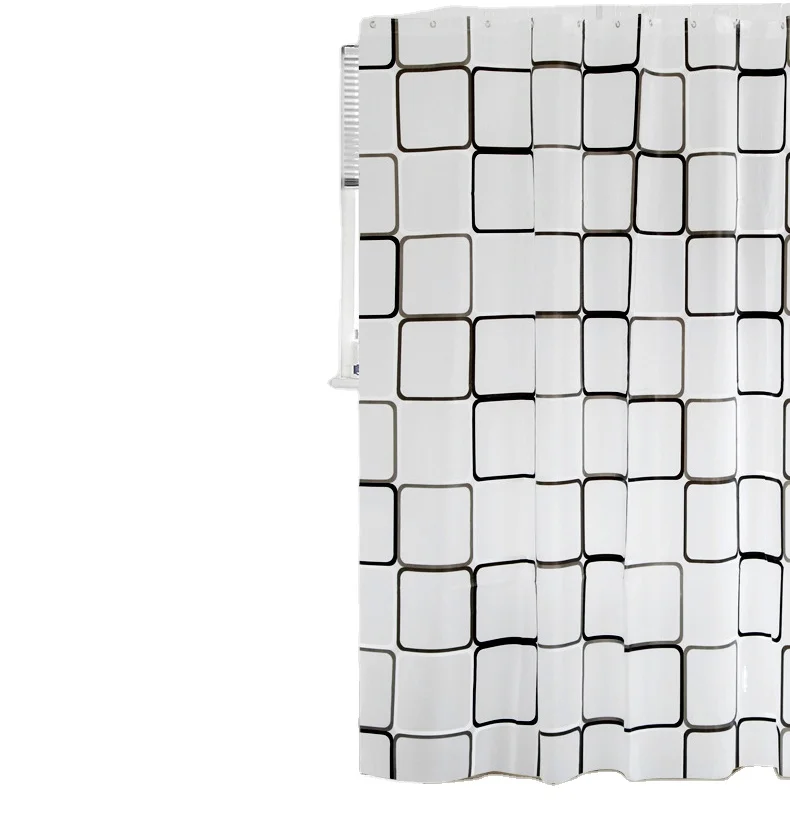 Полупрозрачная Штора для душа квадратная клетчатая занавеска ванной водонепроницаемые занавески от плесени крючки комнаты и