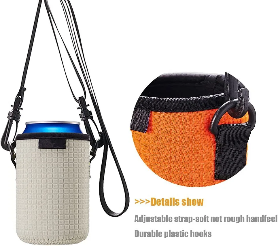 custom logo 12 oz stubby holder neoprene crossbody sling can cover cooler sleeve beer bottle coozies with neck strap lanyard