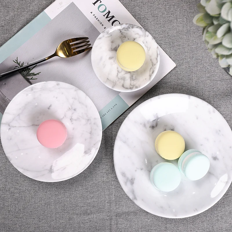 stonekocc Brand Customized Creative Natural Marble Fruit Nordic Circular Decoration Commercial Western Restaurant Steak Tray