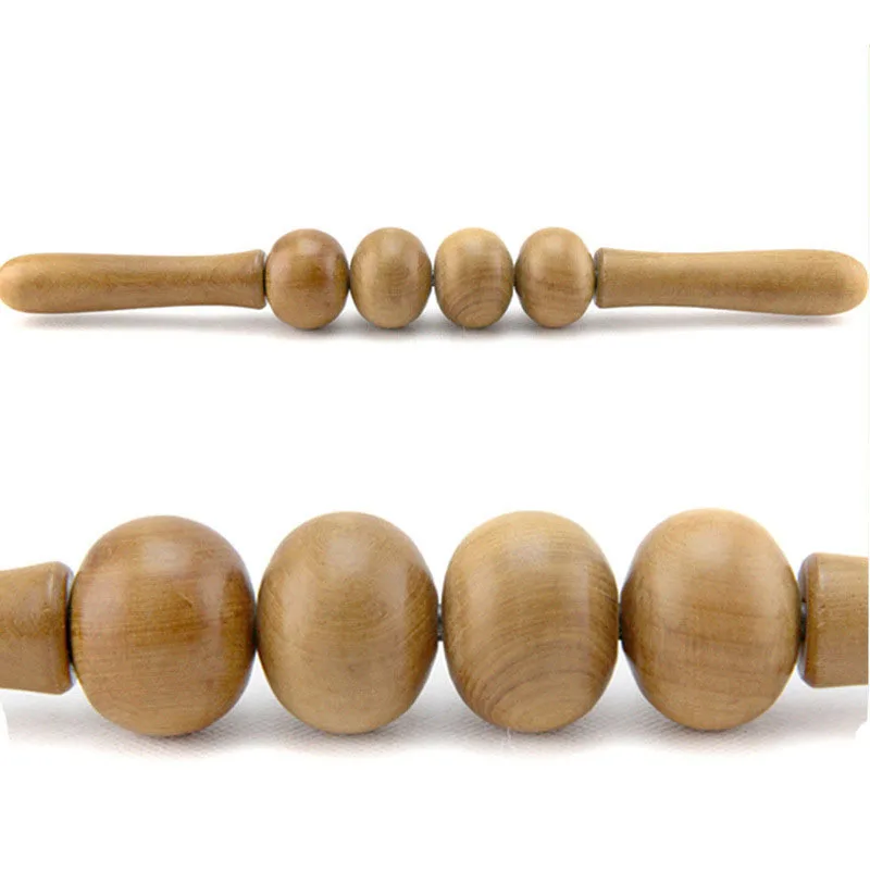 Wholesale Wooden Facial 4 Ball Abdomen And Back Massage Roller