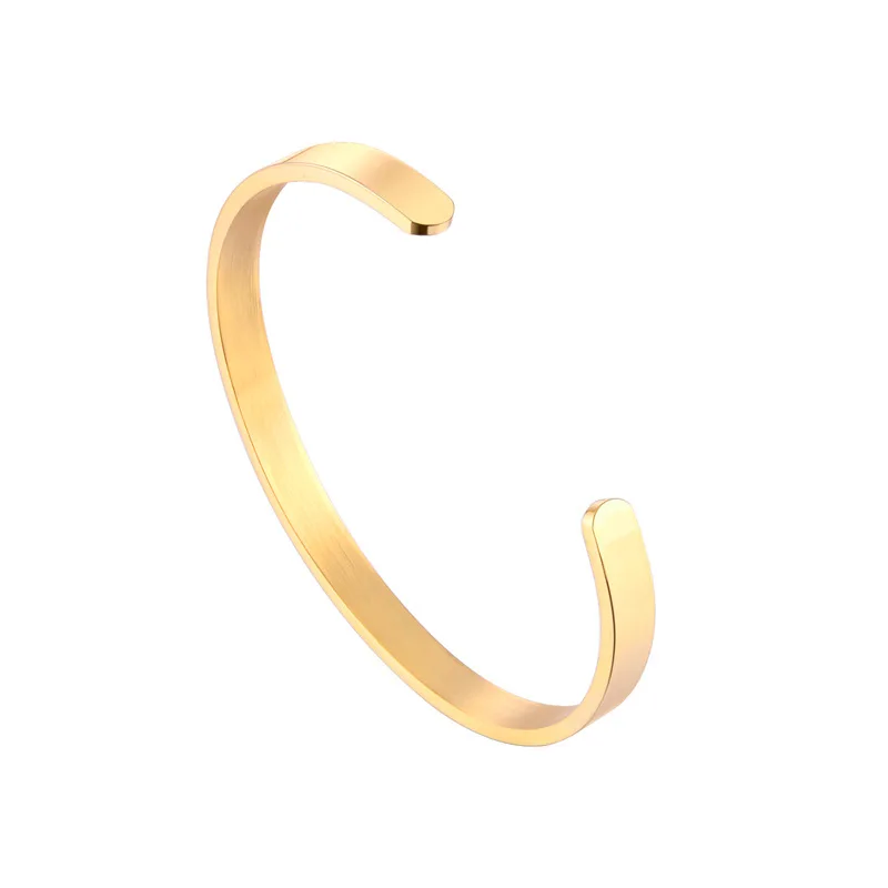 Blank Cuff Bangle Bracelet Stainless Steel Gold Plated 4 6 8mm Inspirational Letter Love Engravable with Jewelry Packaging Box