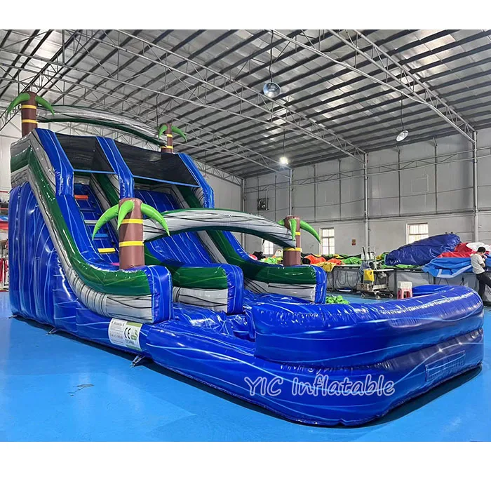 Factory Direct Tropical Inflatable Waterslide with Palm Tree Design - Air-Powered Bounce House & Water Slide Combo for Kids