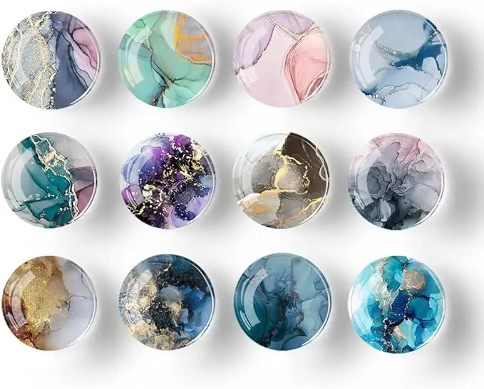 Glass Strong Magnetic Refrigerator Magnet Fridge Sticker,Marble Crystal Fridge Magnets Decoration