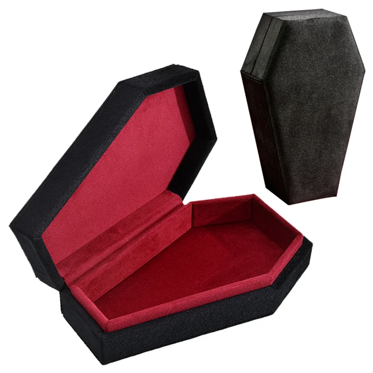Wholesale Custom Design Coffin Shape Ring Box Goth Style Jewelry Box Coffin Jewelry Organizer Holder Storage Jewelry Box