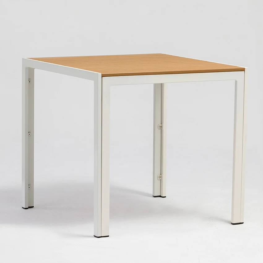 Wholesale Outdoor Restaurant Coffee Dining Aluminum Garden Dining Plastic Wood Table