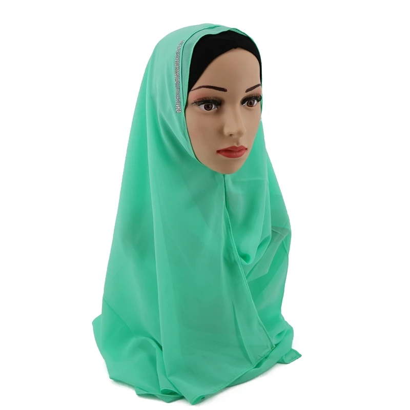 wholesale Premium chiffon two loop with diamond Muslim women hijib  scarf