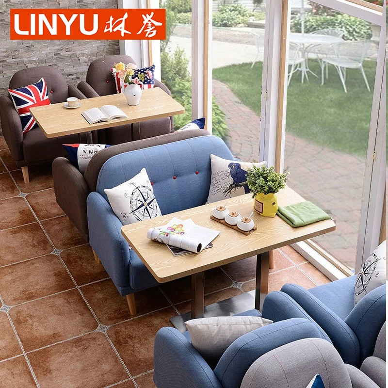 French modern wood fabric lounge sofa chair and table set pizza restaurant furniture  for pizza restaurant