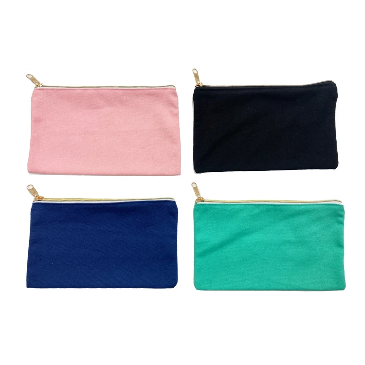 Blank Canvas School Student Pencil Bag Pencil Case With Zipper Closure
