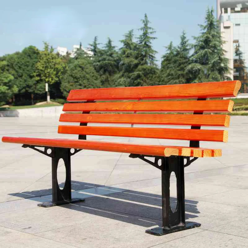 Solid Wood Outdoor Bench with Anti-Corrosive Backrest Durable Garden Bench for Patio Use