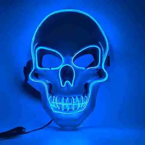 Hot Selling Flashing White EL Wire Skeleton Mask for Halloween Party